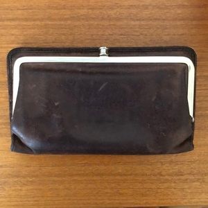 Folding HOBO soft brown leather wallet